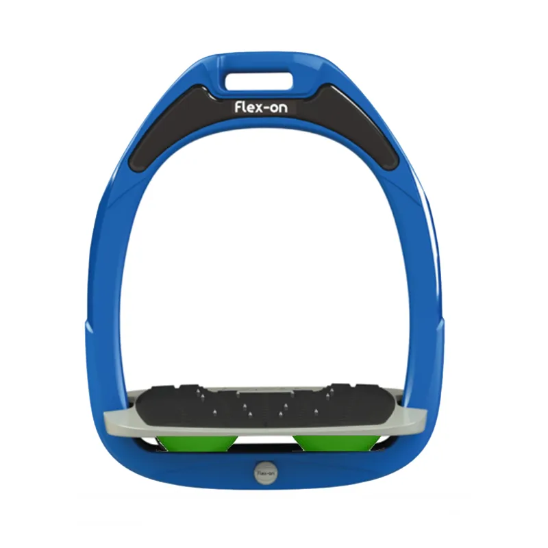 Flex-On Green Composite Stirrup - Inclined Ultra Grip - Blue/Light Grey/Green